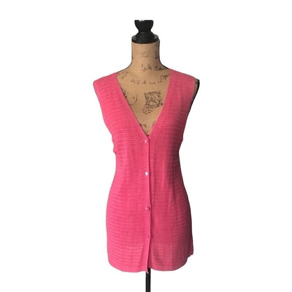 Mieka 100% Pink Silk long knit cardigan - Picture 1 of 7